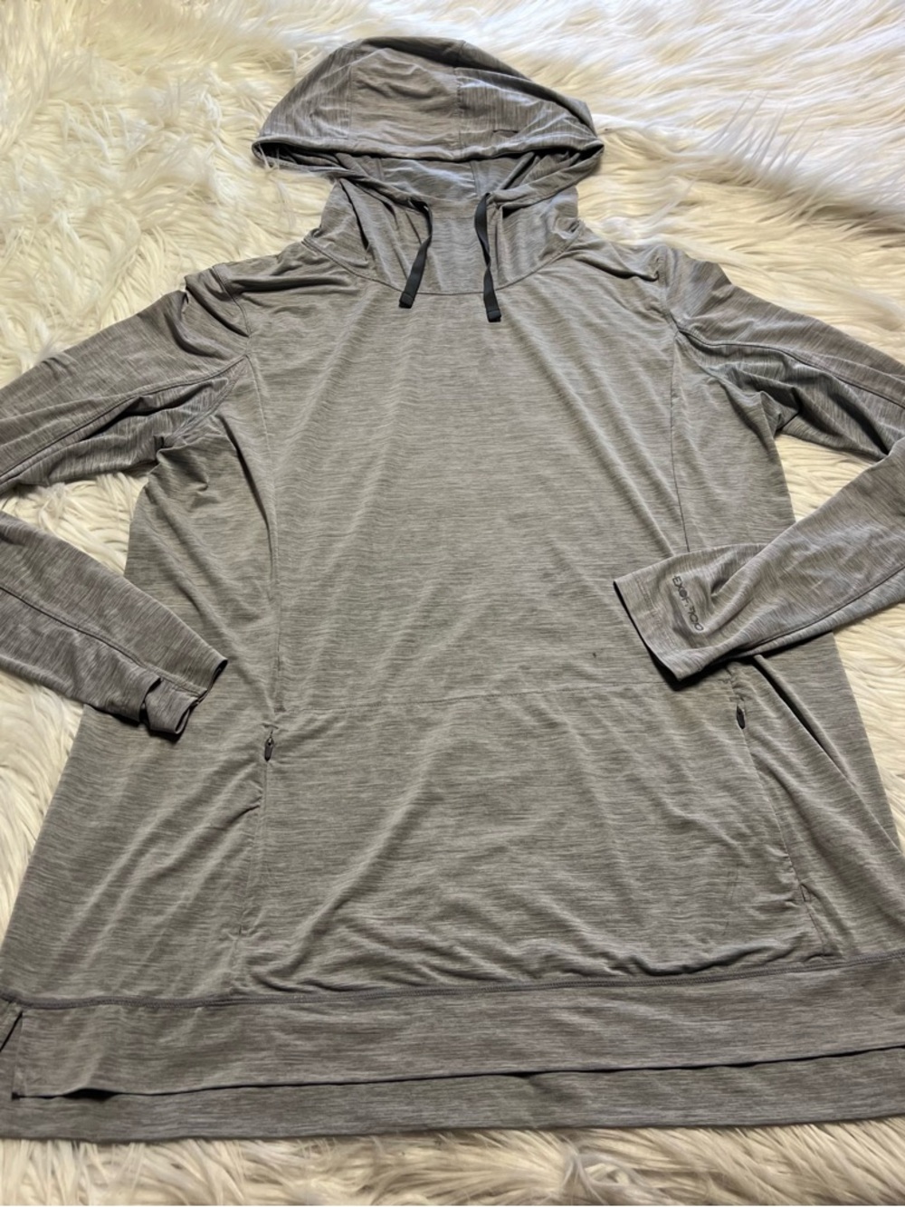 ExOfficio Heathered Light Gray Hooded Pullover